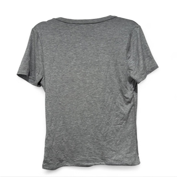 Lulus Carefree Look Heather Grey Short Sleeve V-Neck Tee, Minimalist Everyday - Picture 8 of 10